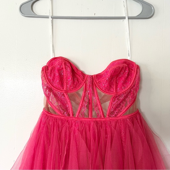 NWT For Love & Lemons Rosario Hot Pink Mini Bustier Dress Small Valentine’s Day - Picture 11 of 16